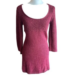 Anthropologie MOTH Dress NWT Red Wine‎ Bordeaux Alpaca Blend Knit  Long Sleeve
